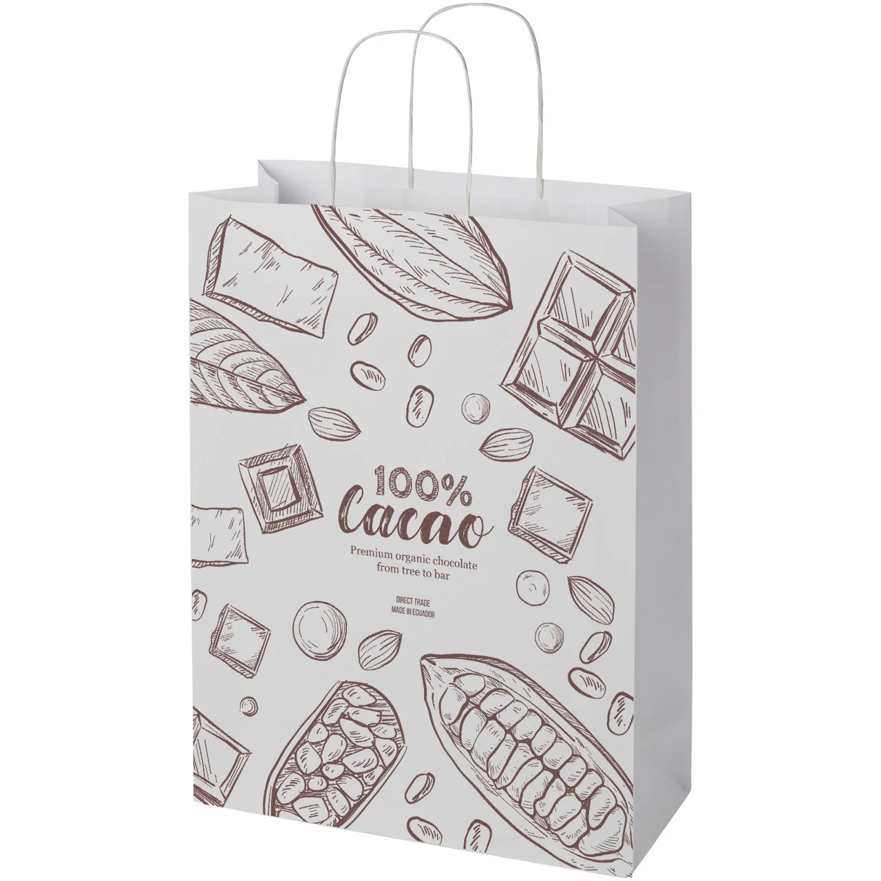 Hovedproduktbilde for Hvit Papirpose XXL (31 x 12 x 41 cm) 120 g/m2 Kraftpapir med Vridde Håndtak