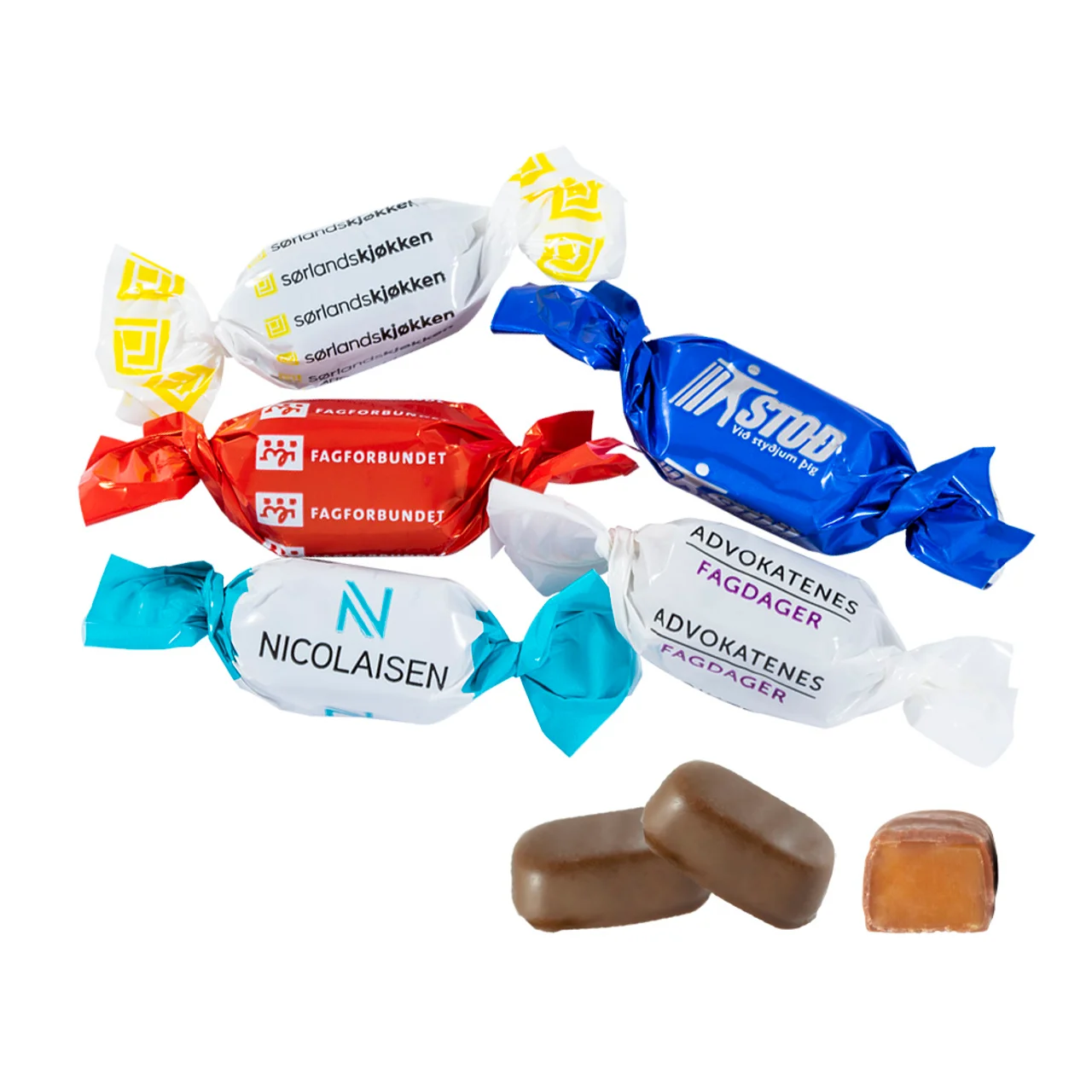 Hovedproduktbilde for Fløtekaramell med lys sjokoladetrekk Choko Jack / Karameller med sjokoladetrekk