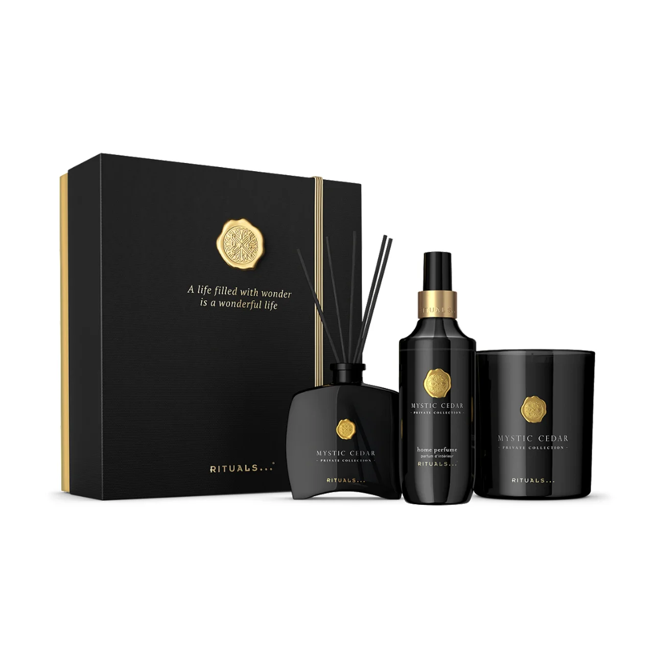 Hovedproduktbilde for 49-214-1122156 Rituals Mystic Cedar Duftlys og Duftpinner Gavesett