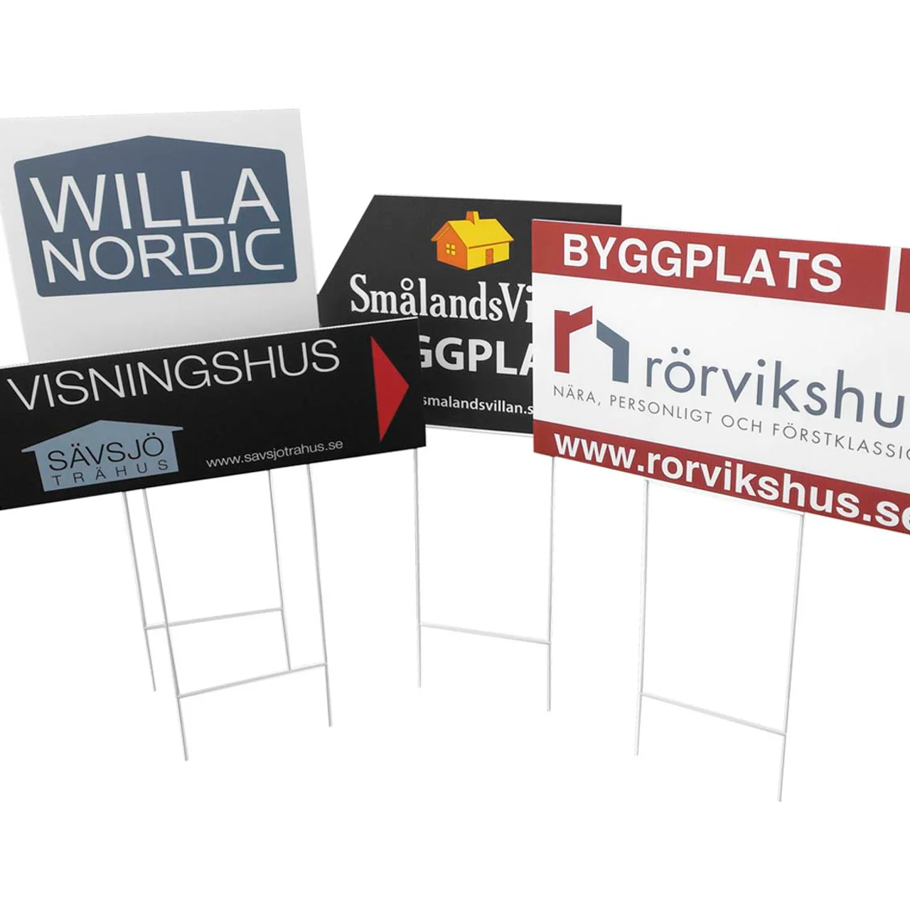 Hovedproduktbilde for 475x160 mm Meglerskilt 5 mm Kanalplast med Digitaltrykk