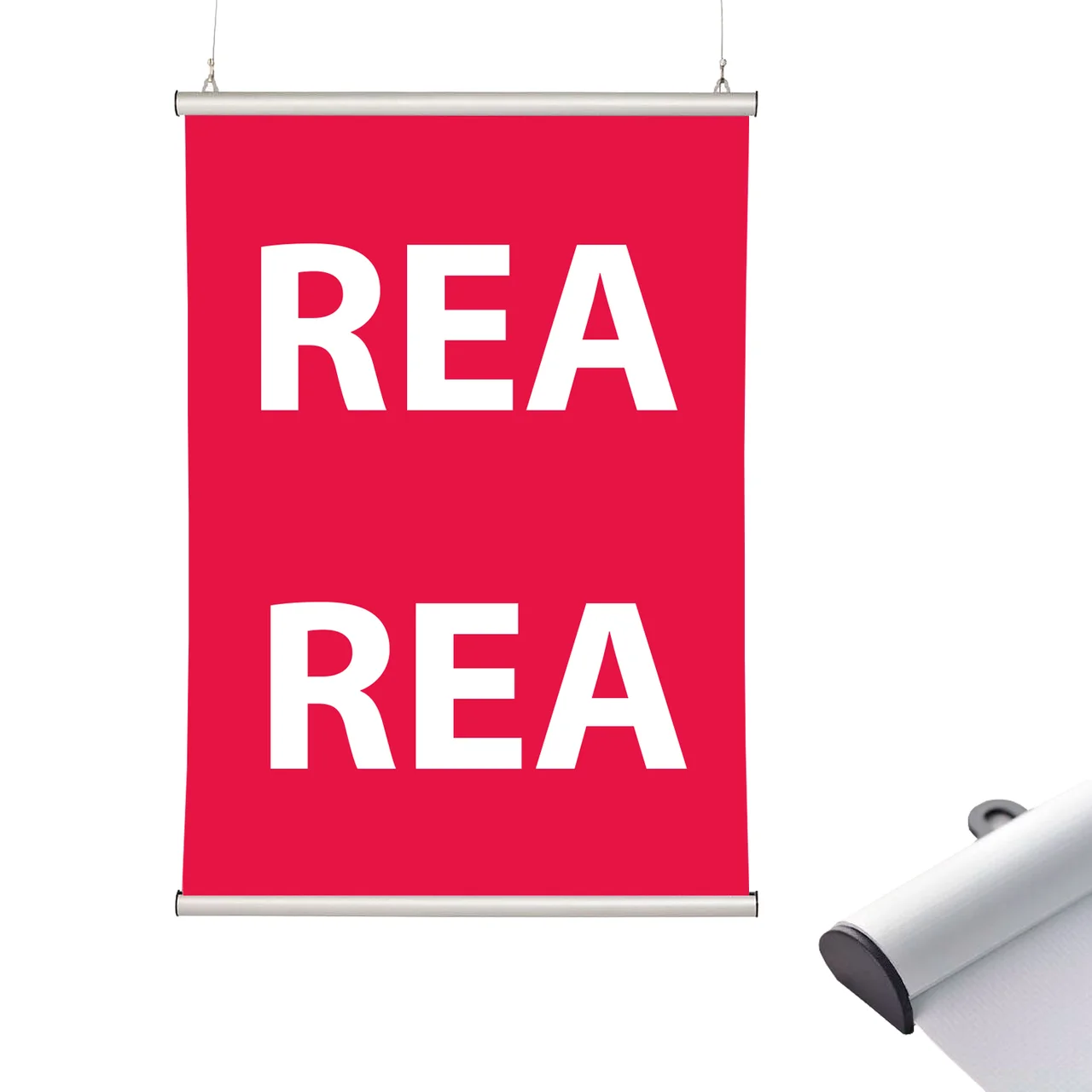 Hovedproduktbilde for 150x150 cm 205g polyester Tekstilbanner med Trykklist
