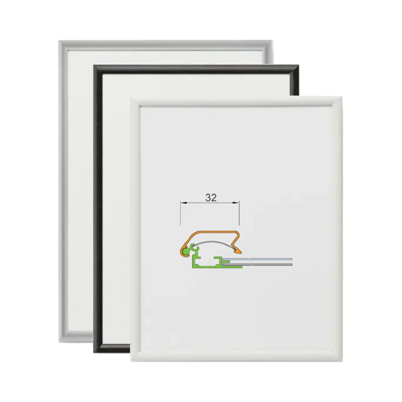 Hovedproduktbilde for 50x70 cm hvit Ramme 32 mm Aluminium