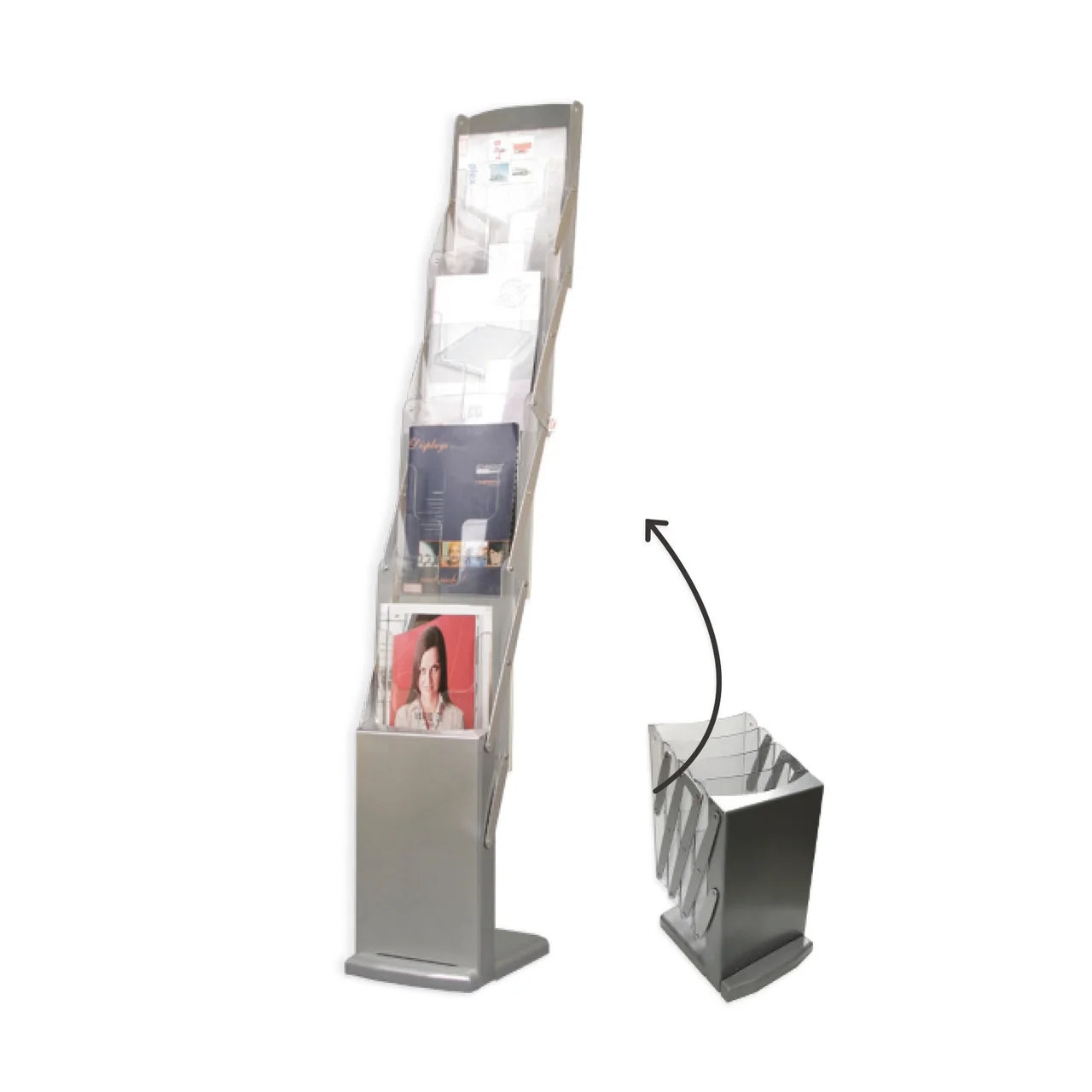 Hovedproduktbilde for 51-226-6119-33 Elegante Akryl og Aluminium Brosjyrestativ