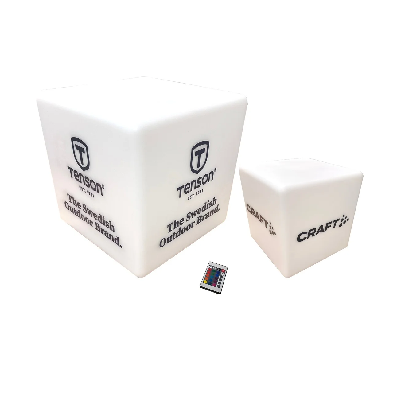 Hovedproduktbilde for 20x20x20 cm logotrykk inkludert LED Cube RGB med Trykk