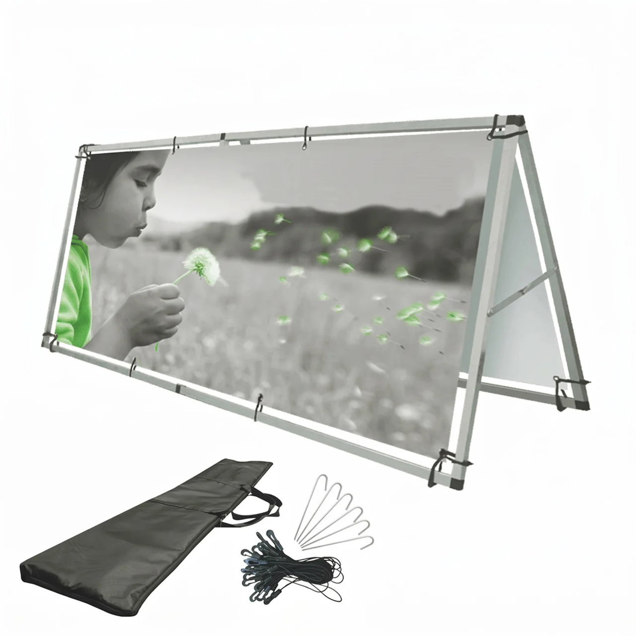 Hovedproduktbilde for 51-226-6121-25-tilbehor Trykk 230x80 cm (2st 120g rPET) – Bannerstativ (rPET)