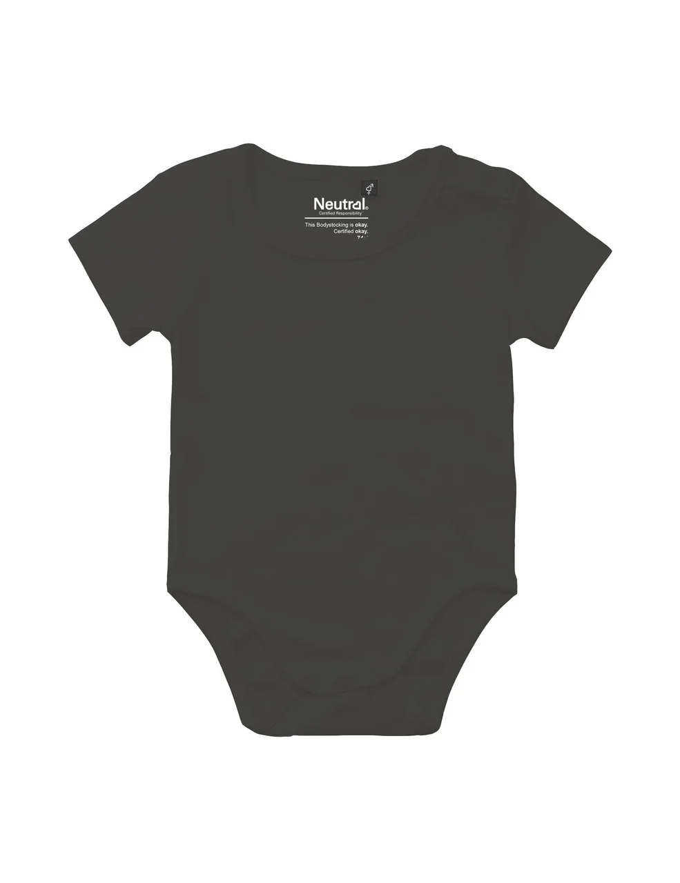 Hovedproduktbilde for Charcoal Neutral Babybody med Korte Ermer
