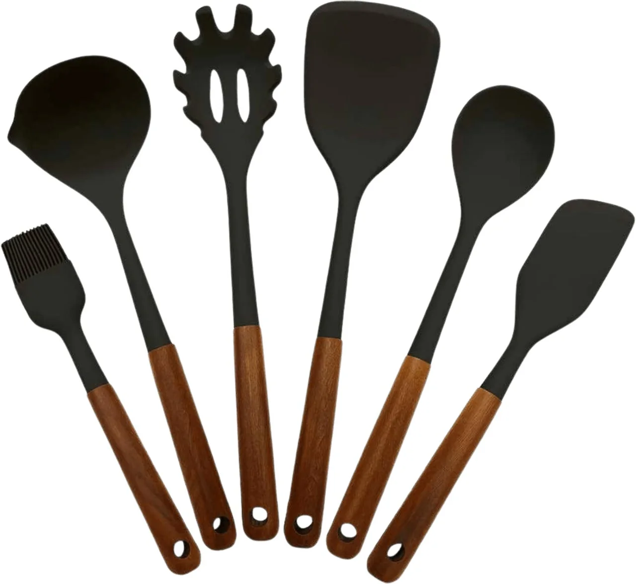 Hovedproduktbilde for 58-267-5740007827990 Gladkokken Premium Silikon og Tre 6pk Kjøkkenredskaper