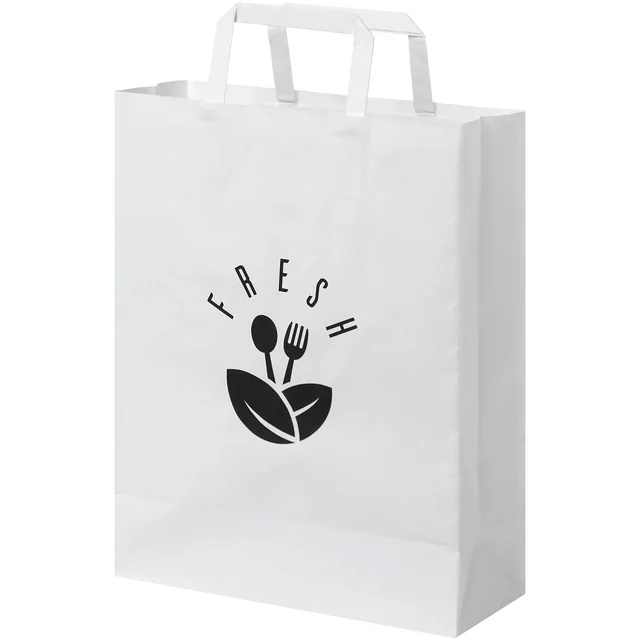 Produktbilde for Papirpose Medium (25 x 11 x 32 cm) 80-90 g/m2 Kraftpapir med Flate Håndtak