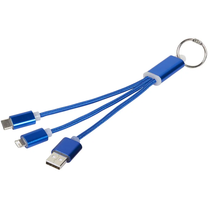 Produktbilde for 3-i-1 Ladekabel i Metall med Nøkkelring