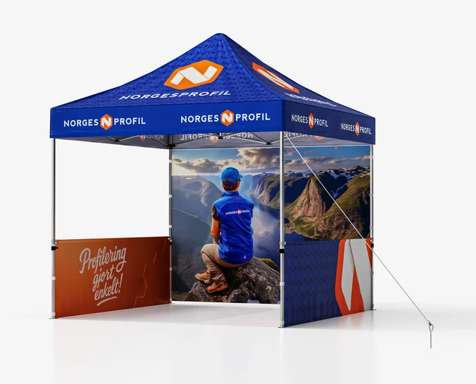 Produktbilde for Telt Popup 3 x 3 meter inkl tak, bakvegg og to halvvegger