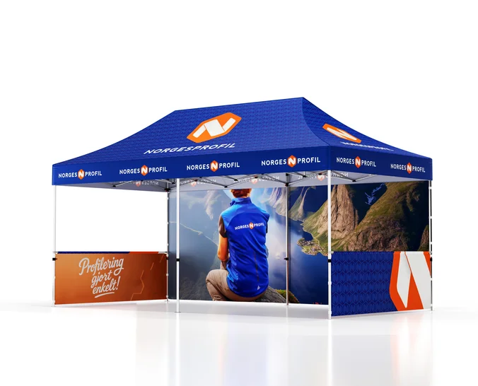 Produktbilde for Telt Popup 6 x 3 meter inkl tak, bakvegg og to halvvegger