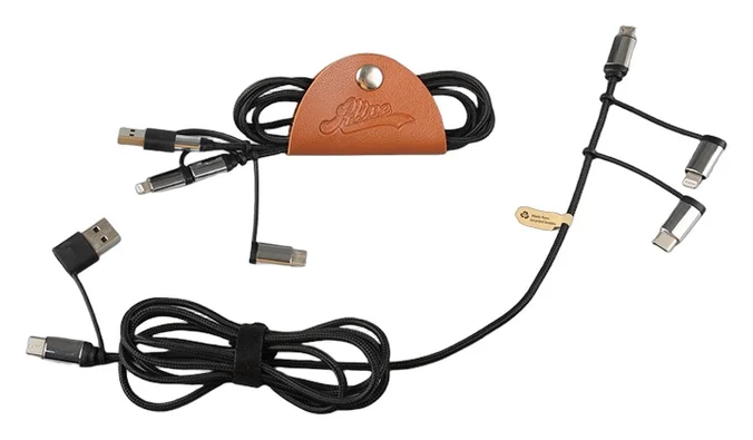 Produktbilde for Arya 6-i-1 RPET Ladekabel med PU-Taske