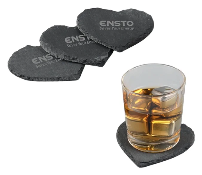 Produktbilde for Blokhus Hjerteformet Skifer 4-pk Glassbrikkesett
