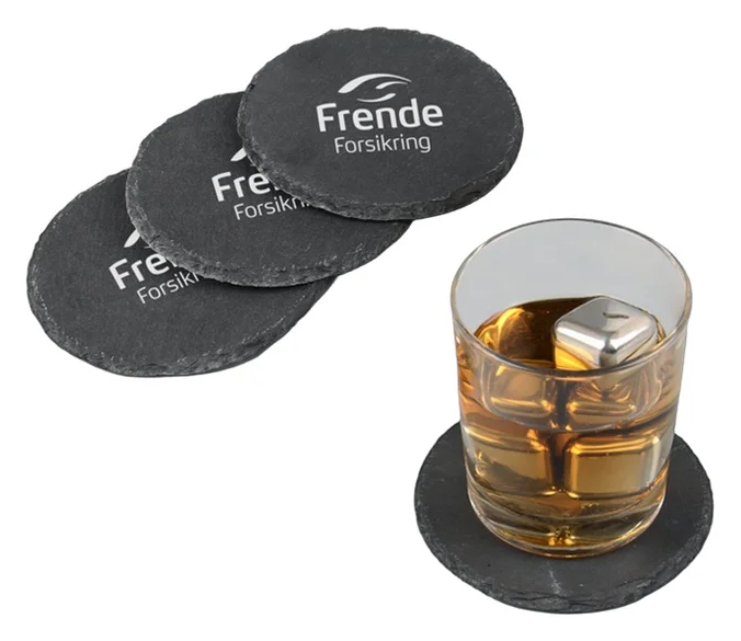 Produktbilde for Brekstad Rund Skifer 4-pk Glassbrikkesett