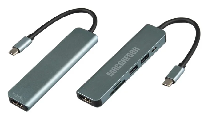 Produktbilde for Emberly Resirkulert Aluminium 6-i-1 USB hub