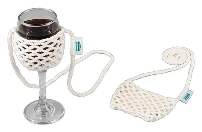 Produktbilde for Heklet Vinglassholder med Snor
