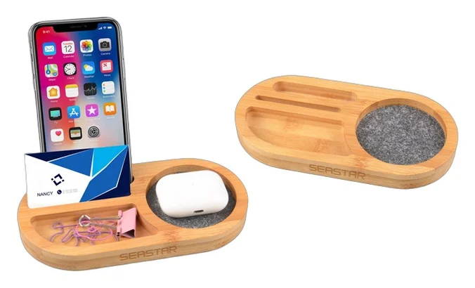 Produktbilde for Ithaca Bambus og RPET Filt Mobilholder og Skrivebordsorganisator