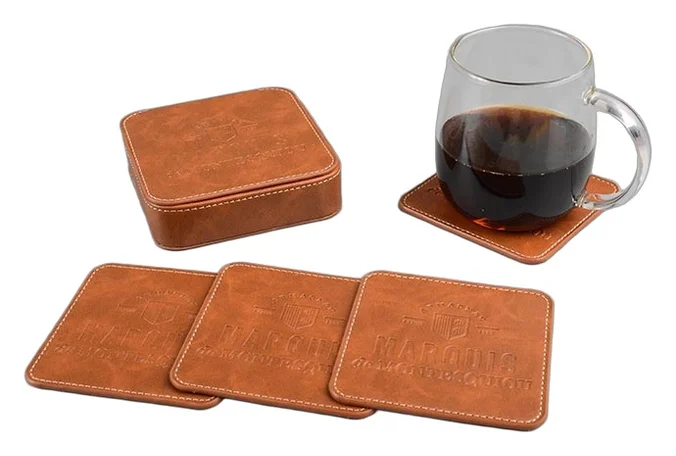 Produktbilde for Asti PU Lær Glassbrikke Gavesett