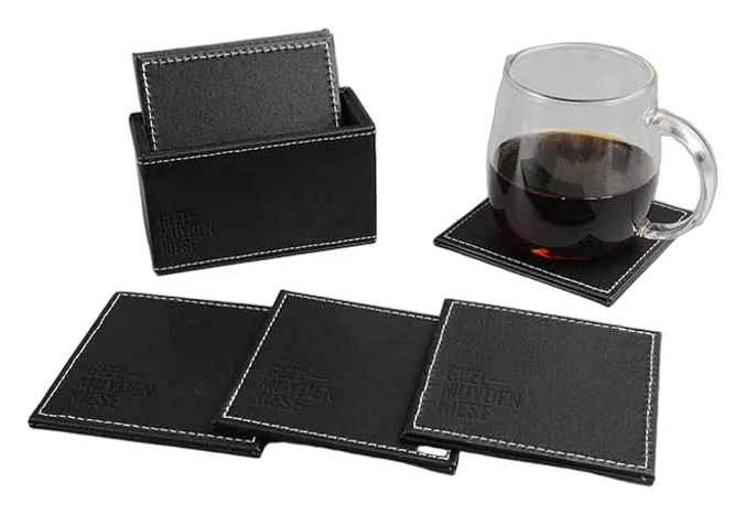 Produktbilde for Catania PU Lær Glassbrikke Gavesett