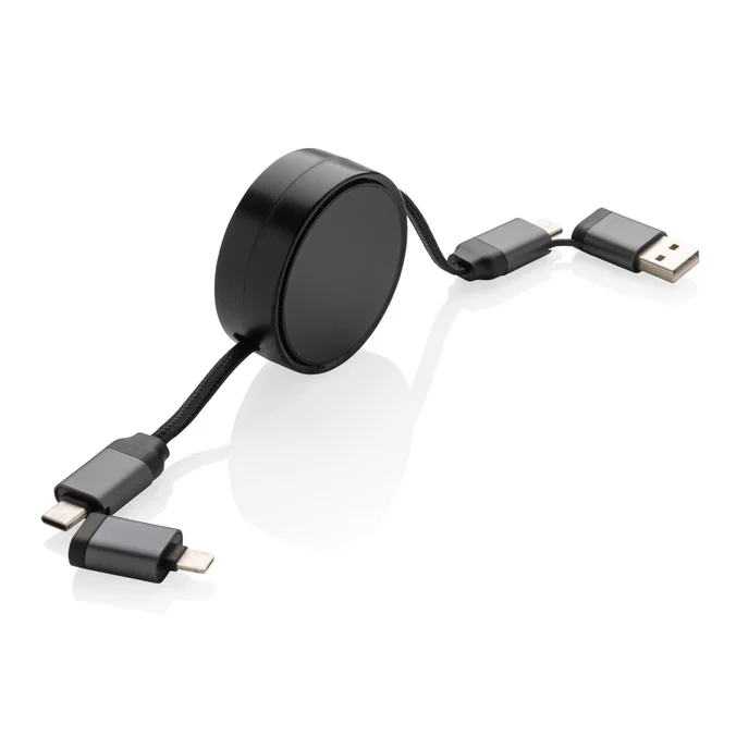 Produktbilde for XD Xclusive Terra RCS Resirkulert Aluminium Uttrekkbar 6-i-1 Ladekabel