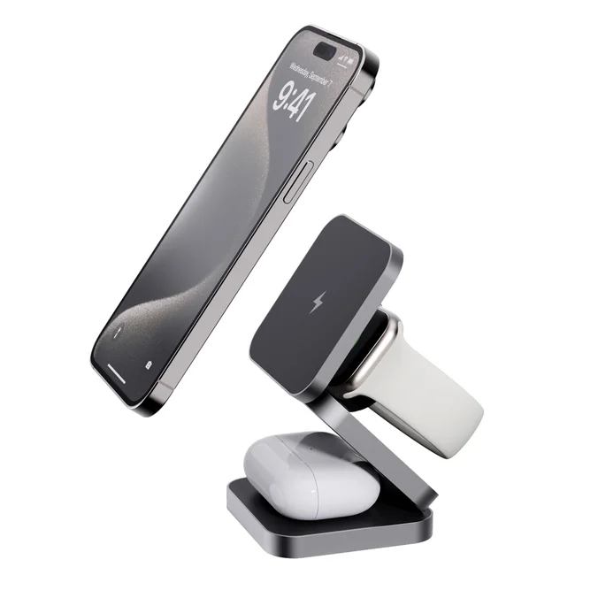 Produktbilde for XD Xclusive Terra 15W RCS Resirkulert Aluminium Sammenleggbar 3 i 1 Ladeplate