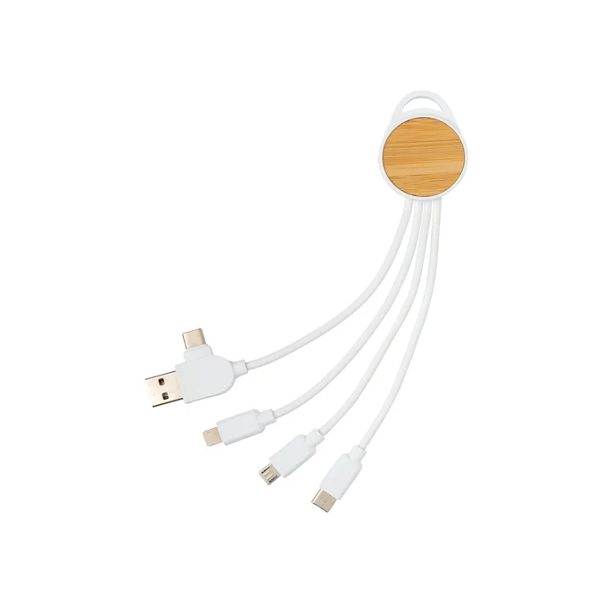 Produktbilde for XD Collection Ontario Rund RCS Resirkulert Plast 6-i-1 Ladekabel