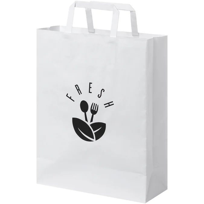 Produktbilde for Papirpose Medium (25 x 11 x 32 cm) 80-90 g/m2 Kraftpapir med Flate Håndtak