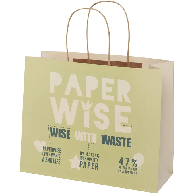 Produktbilde for Papirpose Stor (31 x 12 x 25 cm) 150 g/m2 fra Landbruksavfall med Vridde Håndtak