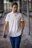 Miniatyrbilde 4 av Black J. Harvest & Frost Indigo Bow 132 Kort Erm Slim Fit Skjorte
