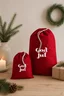 Miniatyrbilde 1 av Classic Red Westford Mill Bomull Gavepose God Jul med Snøring