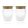Miniatyrbilde 1 av Gjennomsiktig XD Collection 250 ml Dobbelvegget Borosilikat med Bambuslokk 2-pack Glasskopper