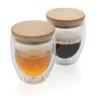 Miniatyrbilde 3 av Gjennomsiktig XD Collection 250 ml Dobbelvegget Borosilikat med Bambuslokk 2-pack Glasskopper