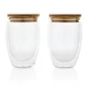 Miniatyrbilde 1 av Gjennomsiktig XD Collection 350 ml Dobbelvegget Borosilikat med Bambuslokk 2-pack Glasskopper