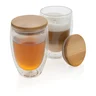 Miniatyrbilde 2 av Gjennomsiktig XD Collection 350 ml Dobbelvegget Borosilikat med Bambuslokk 2-pack Glasskopper