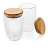 Miniatyrbilde 6 av Gjennomsiktig XD Collection 350 ml Dobbelvegget Borosilikat med Bambuslokk 2-pack Glasskopper