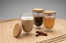 Miniatyrbilde 7 av Gjennomsiktig XD Collection 350 ml Dobbelvegget Borosilikat med Bambuslokk 2-pack Glasskopper