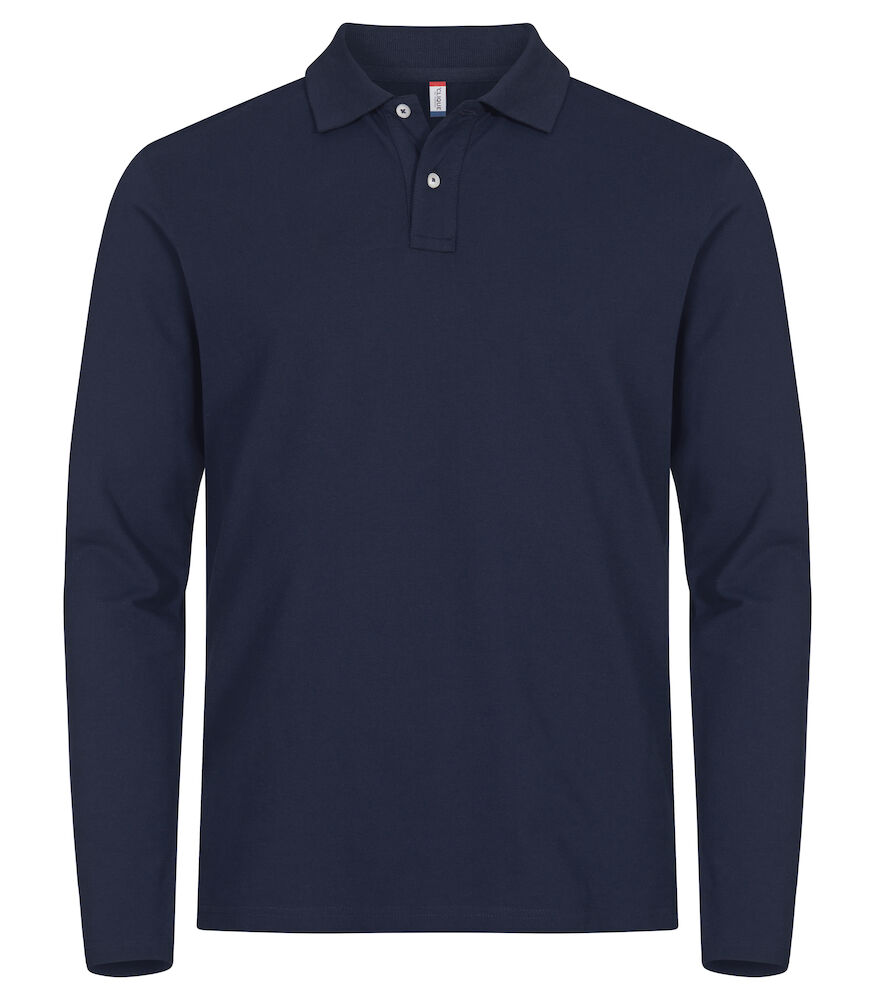 Hovedminiatyrbilde av Dark Navy Clique Stretch Premium Langermet Poloskjorte