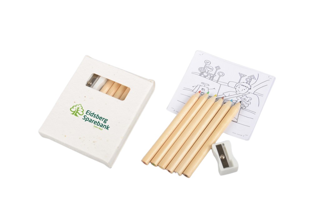 Produktbilde for Capri Sett med Fargeblyanter og Resirkulert Notatblokk av Petuniafrø