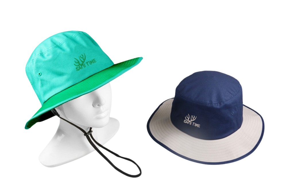 Produktbilde for Bertram Bomull Solhatt med Kontrastkant og Hakestropp