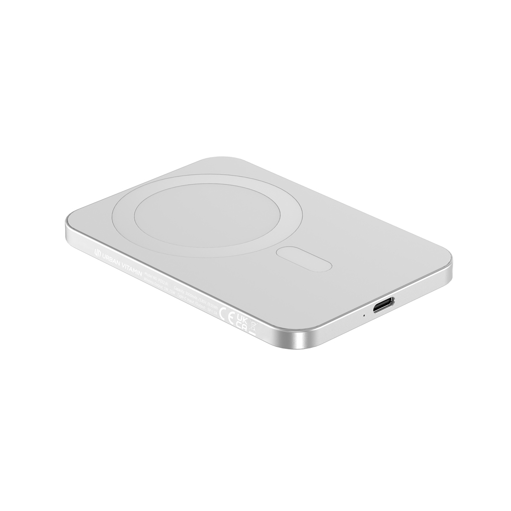 Hovedminiatyrbilde av Sølvfarget Urban Vitamin Burbank 3000 mAh RCS Resirkulert Plast/Aluminium 7,5 W Trådløs Powerbank