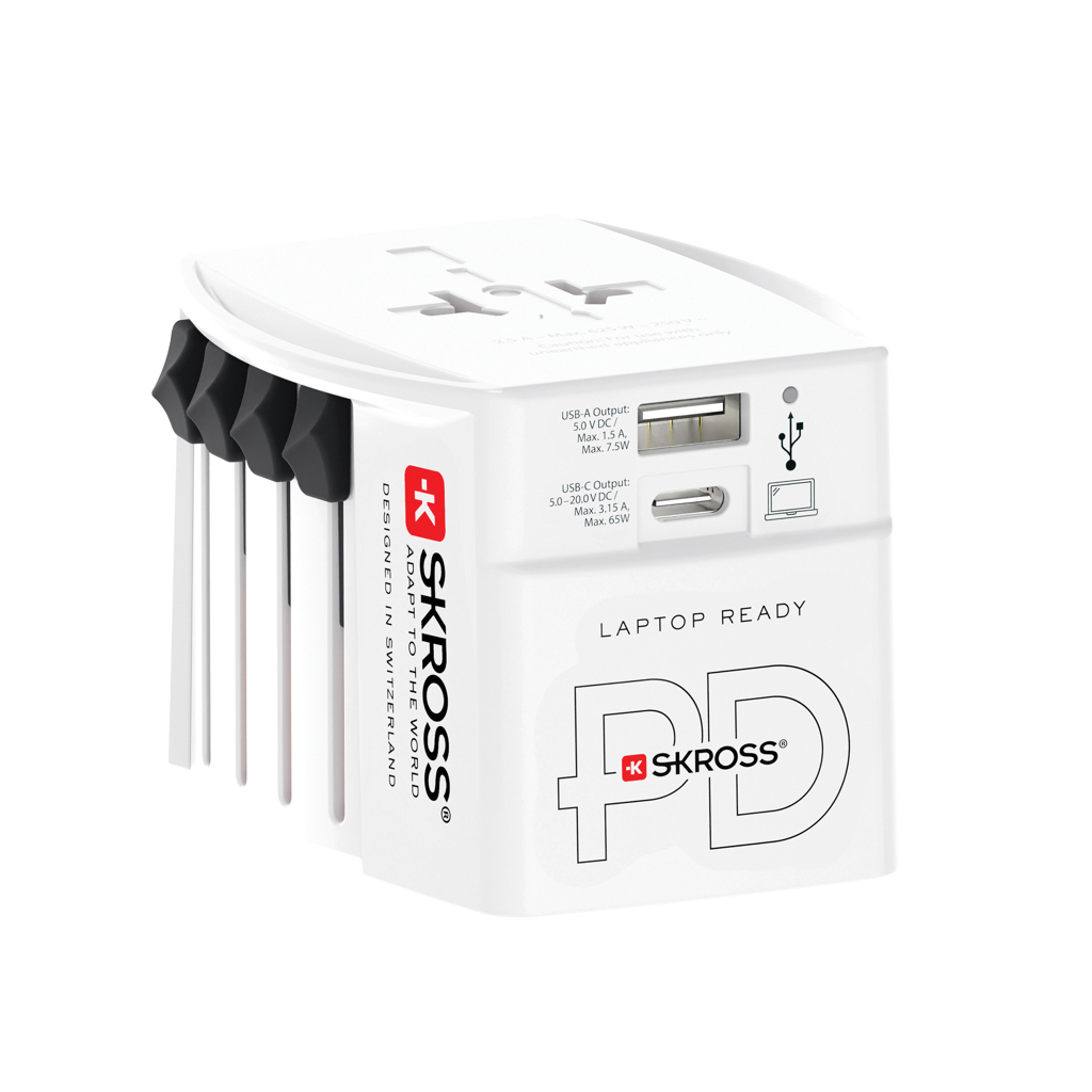 Produktbilde for Skross World MUV 65W PD med USB C-kabel Reiseadapter