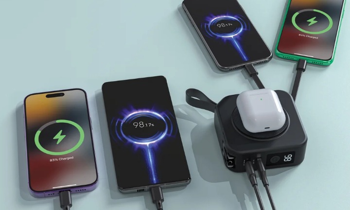 Reiselader som lader flere mobiler og AirPods samtidig