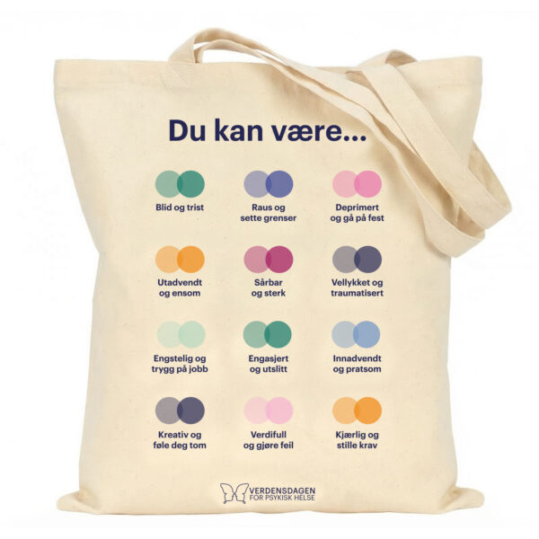 Handlenett med Verdensdagen for psykisk helse-logo