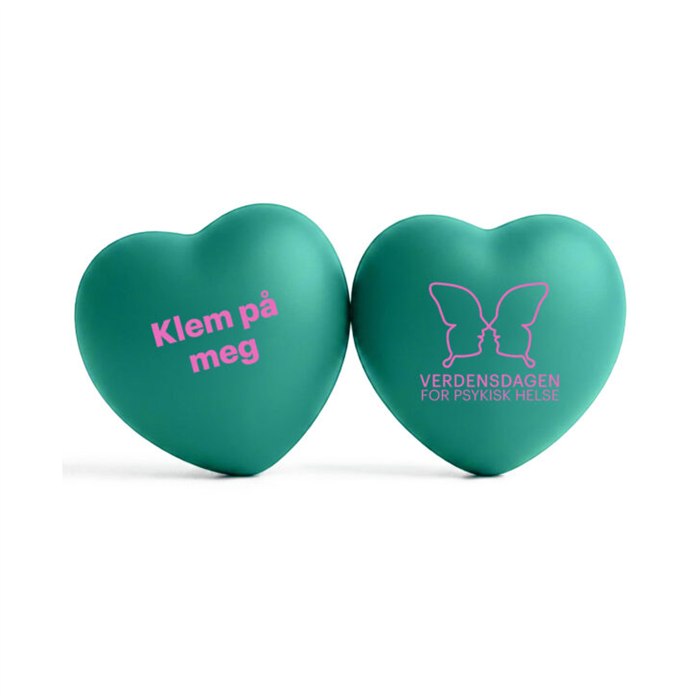 Stresshjerter med Verdensdagen for psykisk helse-logo