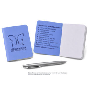 Notatbok med sjekkliste for psykisk beredskap fra Verdensdagen for psykisk helse